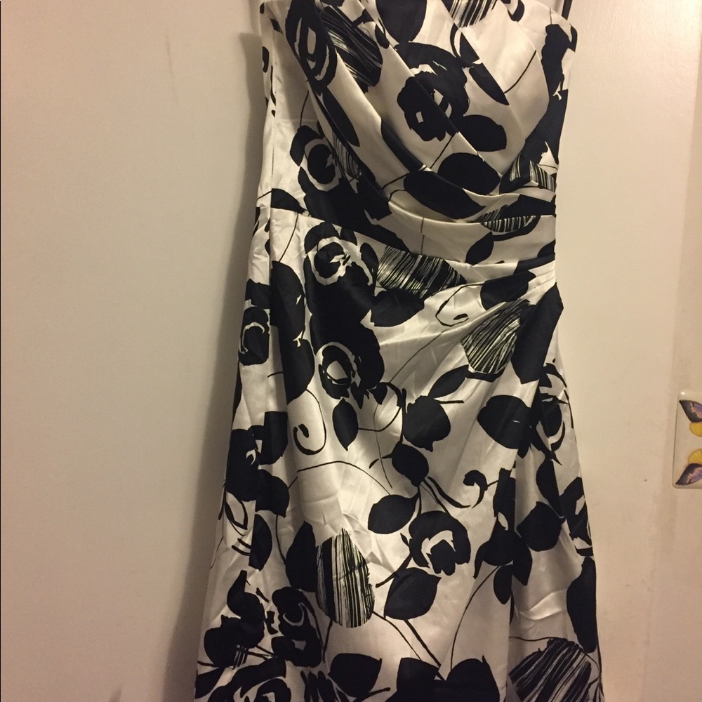 WHBM strapless abstract floral cocktail dress Sz 2
